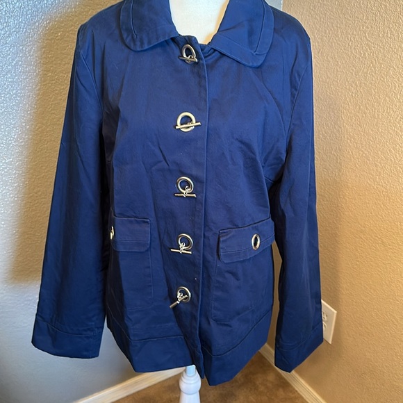 Merona size XL blue peacoat style grommet and hook closure side pocket - Picture 2 of 7